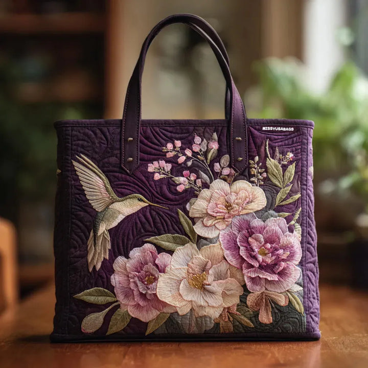 Kolibri & Orchidee | Gesteppte Shopper-Tasche