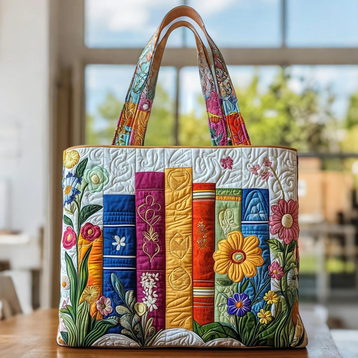 Blumen-Bibliothek | Gesteppte Shopper-Tasche