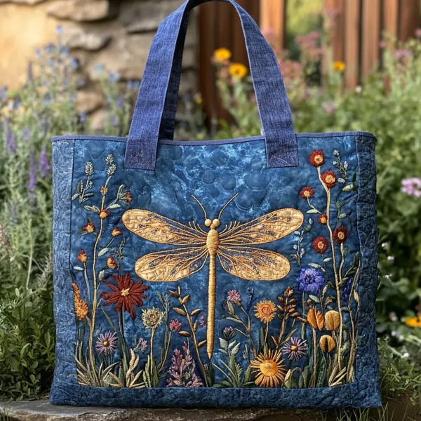 Goldene Libelle | Gesteppte Shopper-Tasche