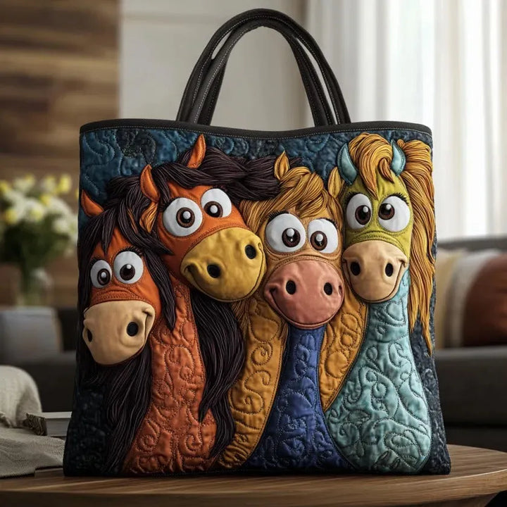 Fröhliches Pony | Gesteppte Shopper-Tasche