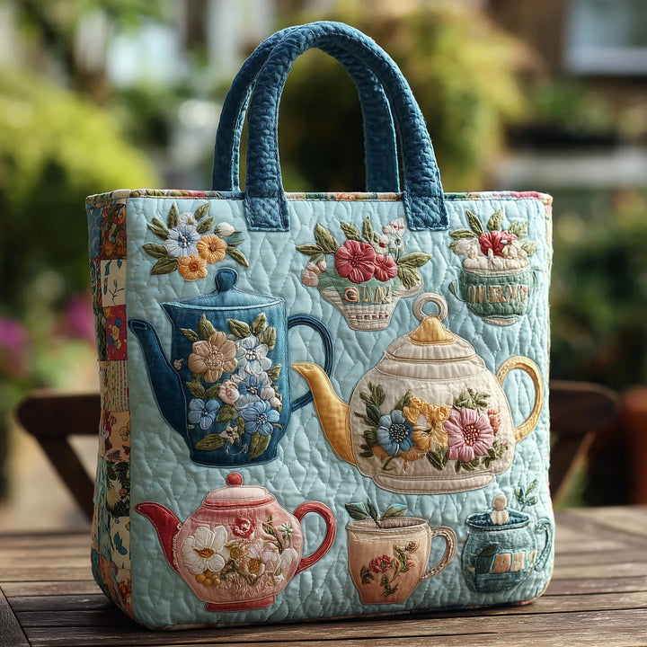 Blumenmuster | Gesteppte Shopper-Tasche
