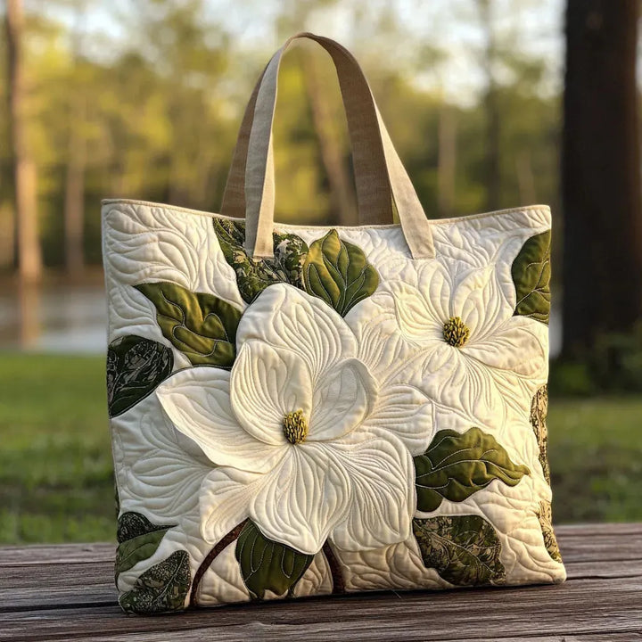 Elegante Weisse Lilie | Gesteppte Shopper-Tasche