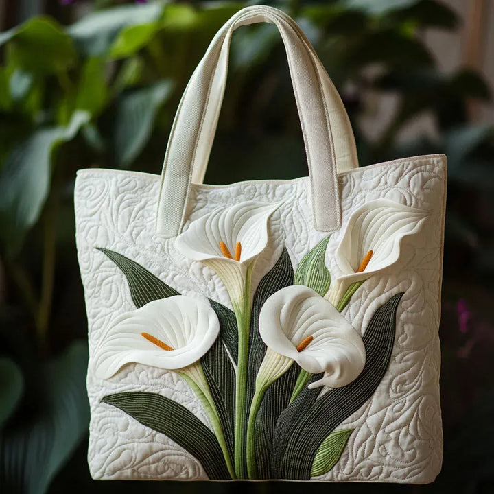 Weisse Calla-Lilien | Gesteppte Shopper-Tasche