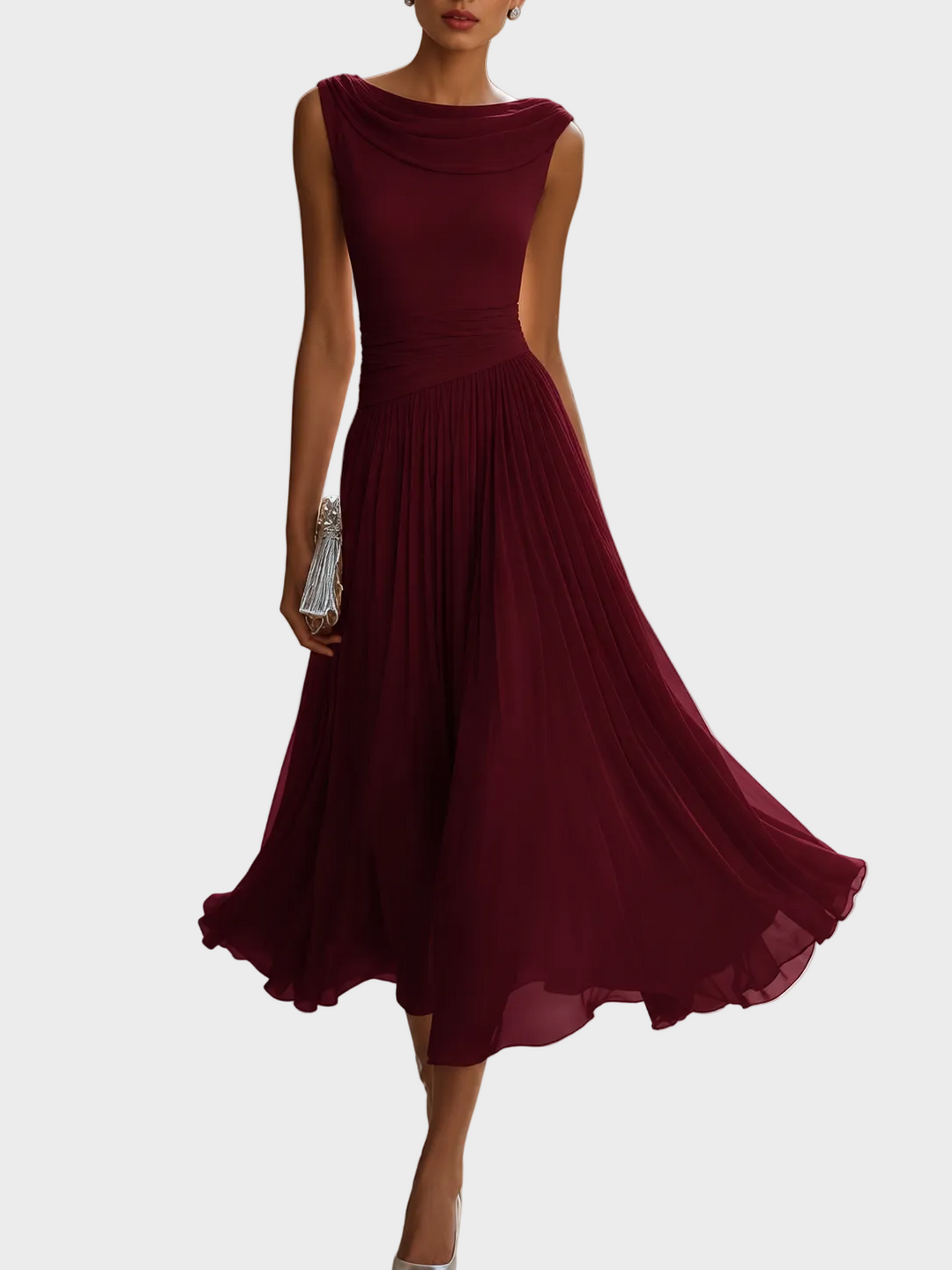 Natalia | Midikleid mit drapiertem Ausschnitt