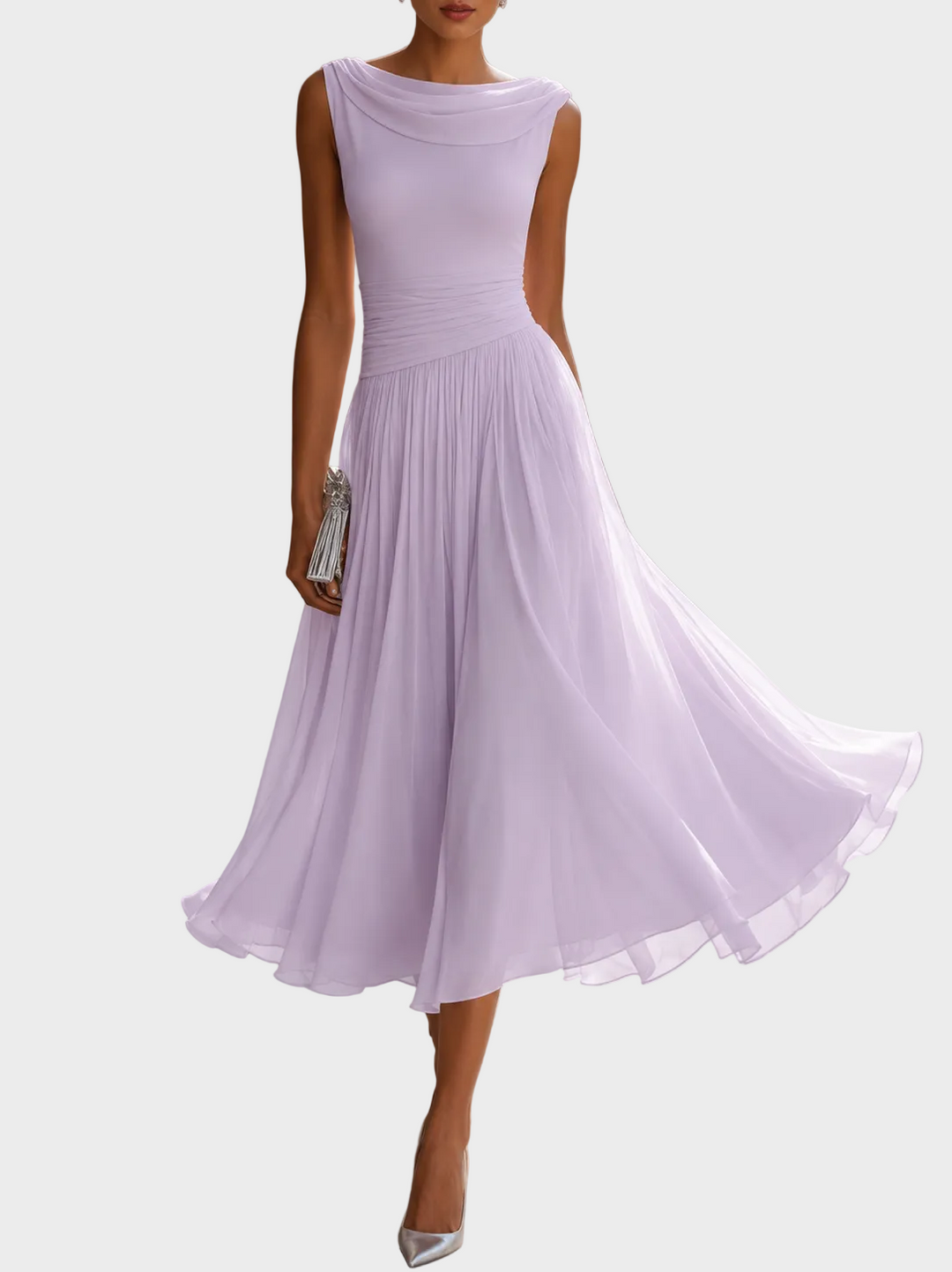 Natalia | Midikleid mit drapiertem Ausschnitt