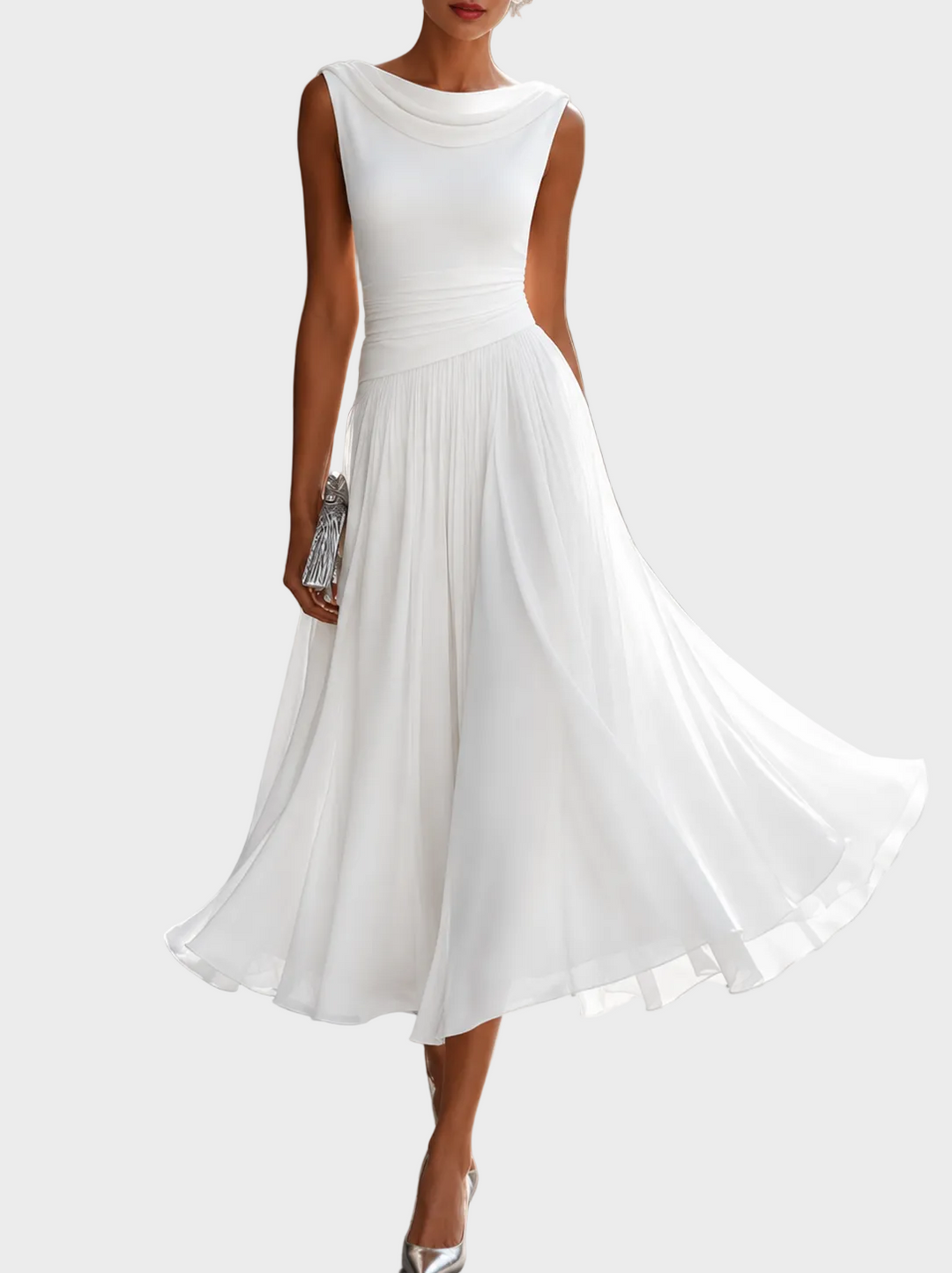 Natalia | Midikleid mit drapiertem Ausschnitt