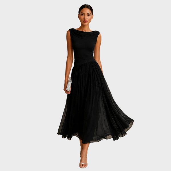 Natalia | Midikleid mit drapiertem Ausschnitt