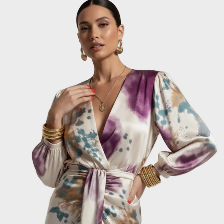 Selene | Midi-Set mit Blumendruck und Puffärmeln