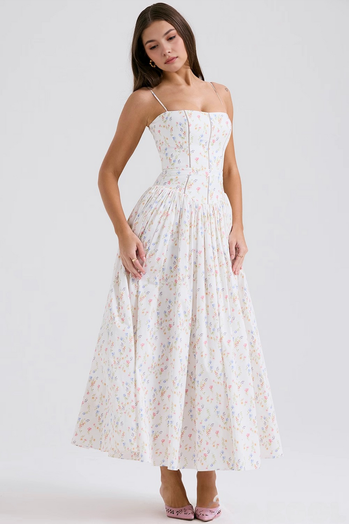 Alexandra | Maxikleid mit Blumenmuster und schmalen Trägern