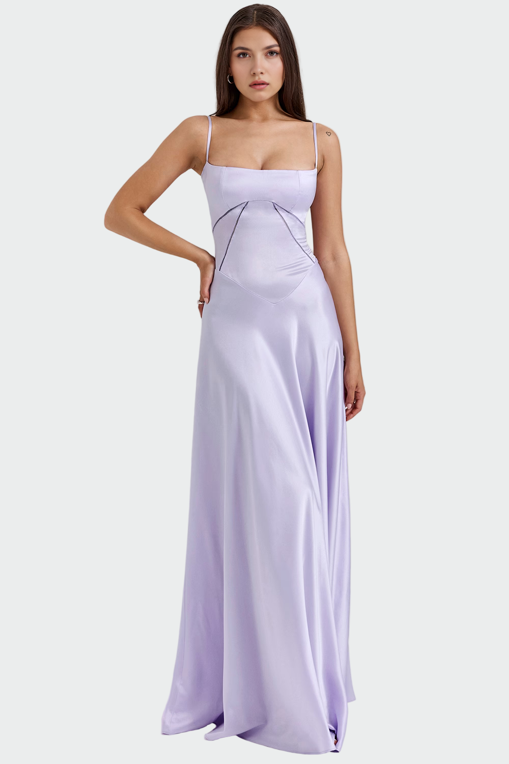 Viktoria | Satin-Maxikleid mit schmalen Trägern