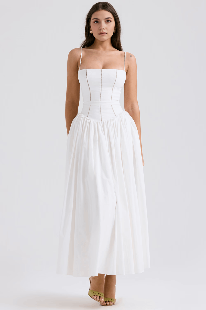Alexandra | Maxikleid mit Blumenmuster und schmalen Trägern