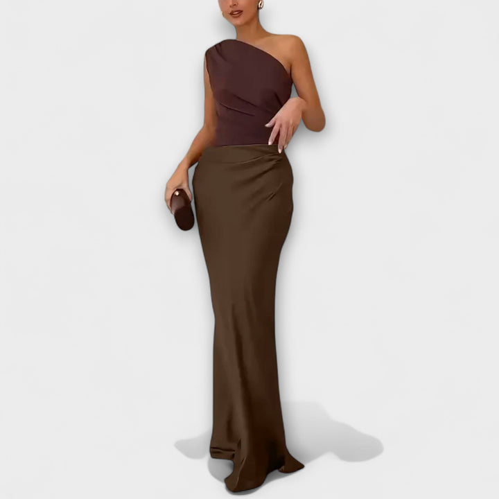 Elena | Elegantes Maxikleid mit One-Shoulder-Ausschnitt