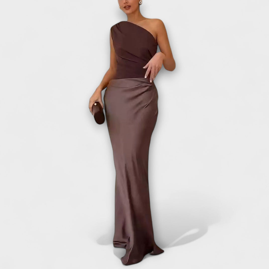 Elena | Elegantes Maxikleid mit One-Shoulder-Ausschnitt