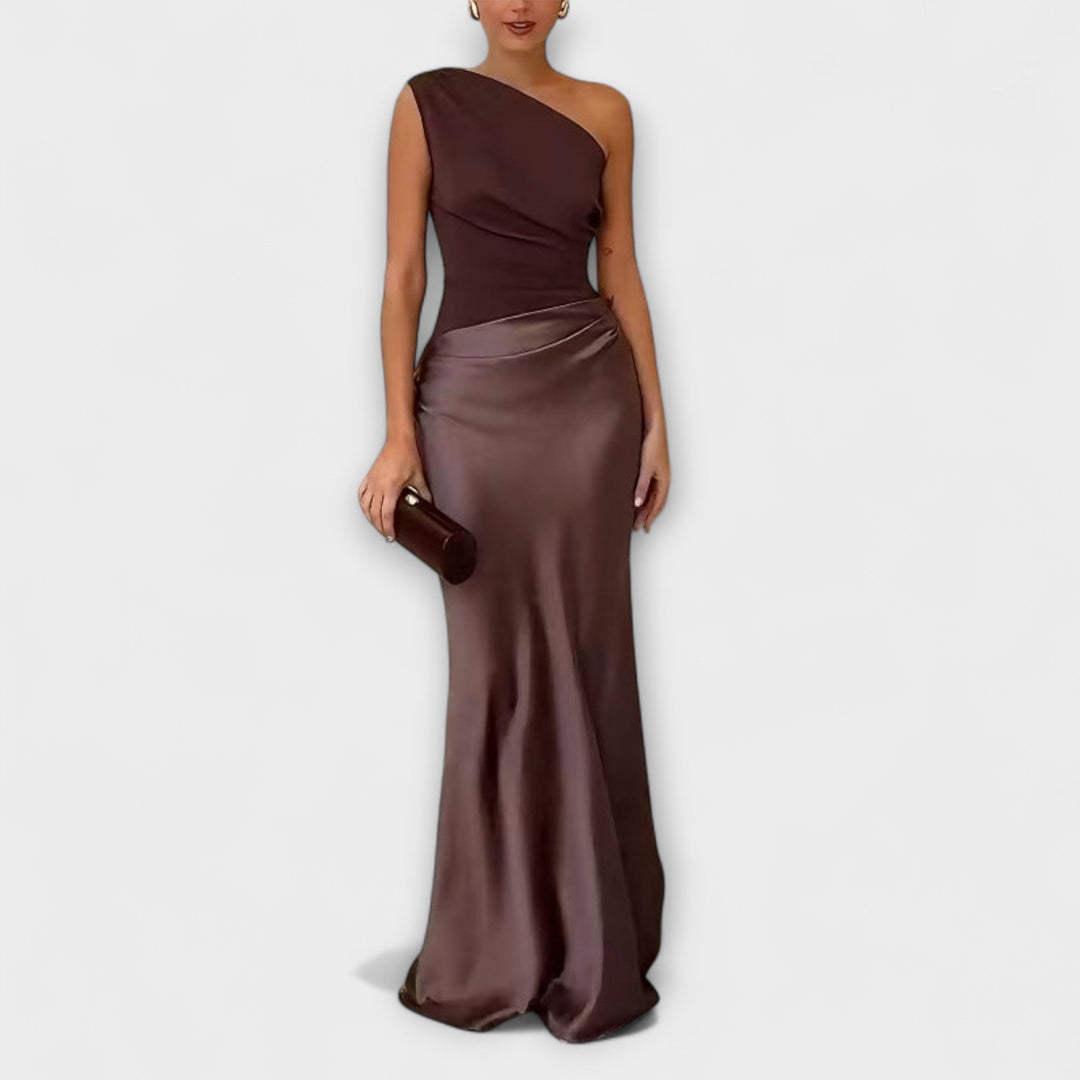 Elena | Elegantes Maxikleid mit One-Shoulder-Ausschnitt
