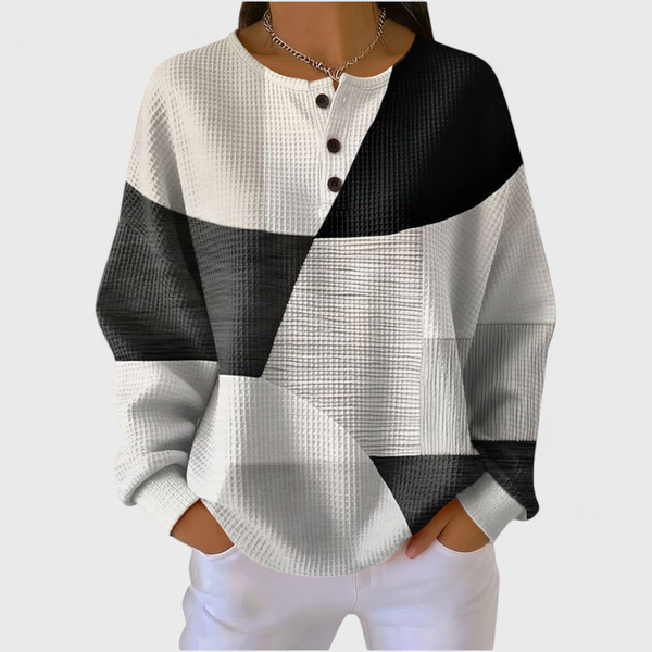 Elke - Schwarz-weisser Pullover mit Colorblocking