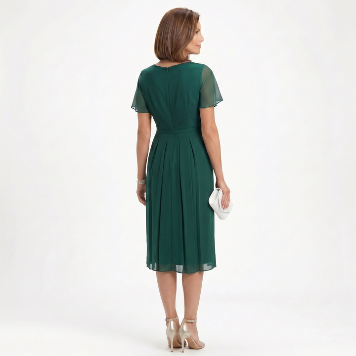 Helena | Kleid mit Taillendrapierung und Volantrock