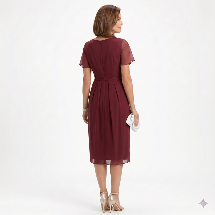 Helena | Kleid mit Taillendrapierung und Volantrock