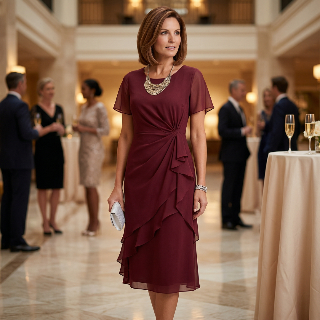 Helena | Kleid mit Taillendrapierung und Volantrock