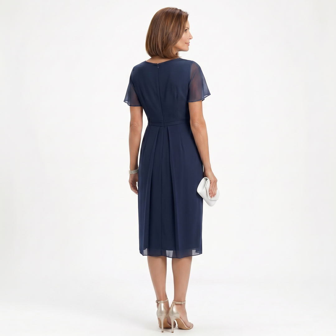 Helena | Kleid mit Taillendrapierung und Volantrock