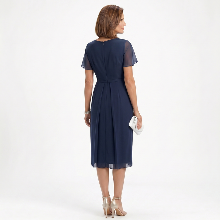 Helena | Kleid mit Taillendrapierung und Volantrock