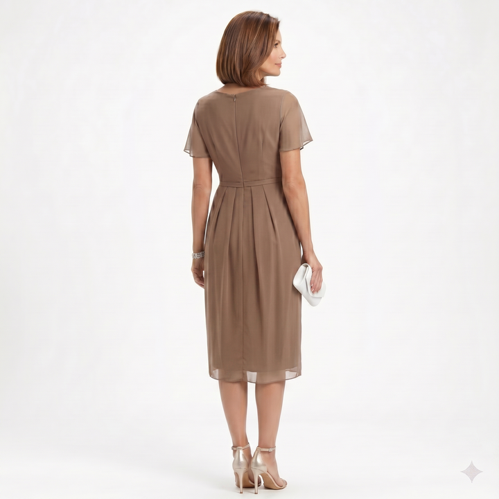 Helena | Kleid mit Taillendrapierung und Volantrock