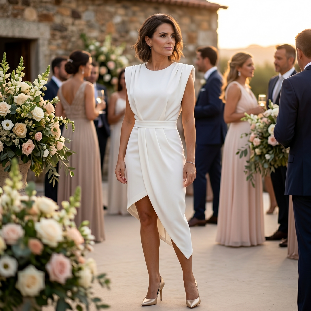 Maja | Asymmetrisches Kleid mit strukturierten Schultern