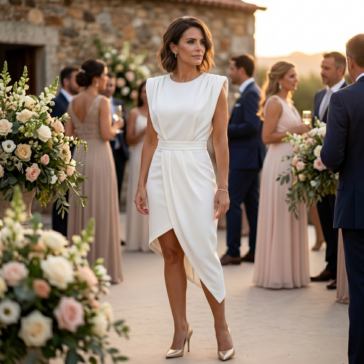 Maja | Asymmetrisches Kleid mit strukturierten Schultern