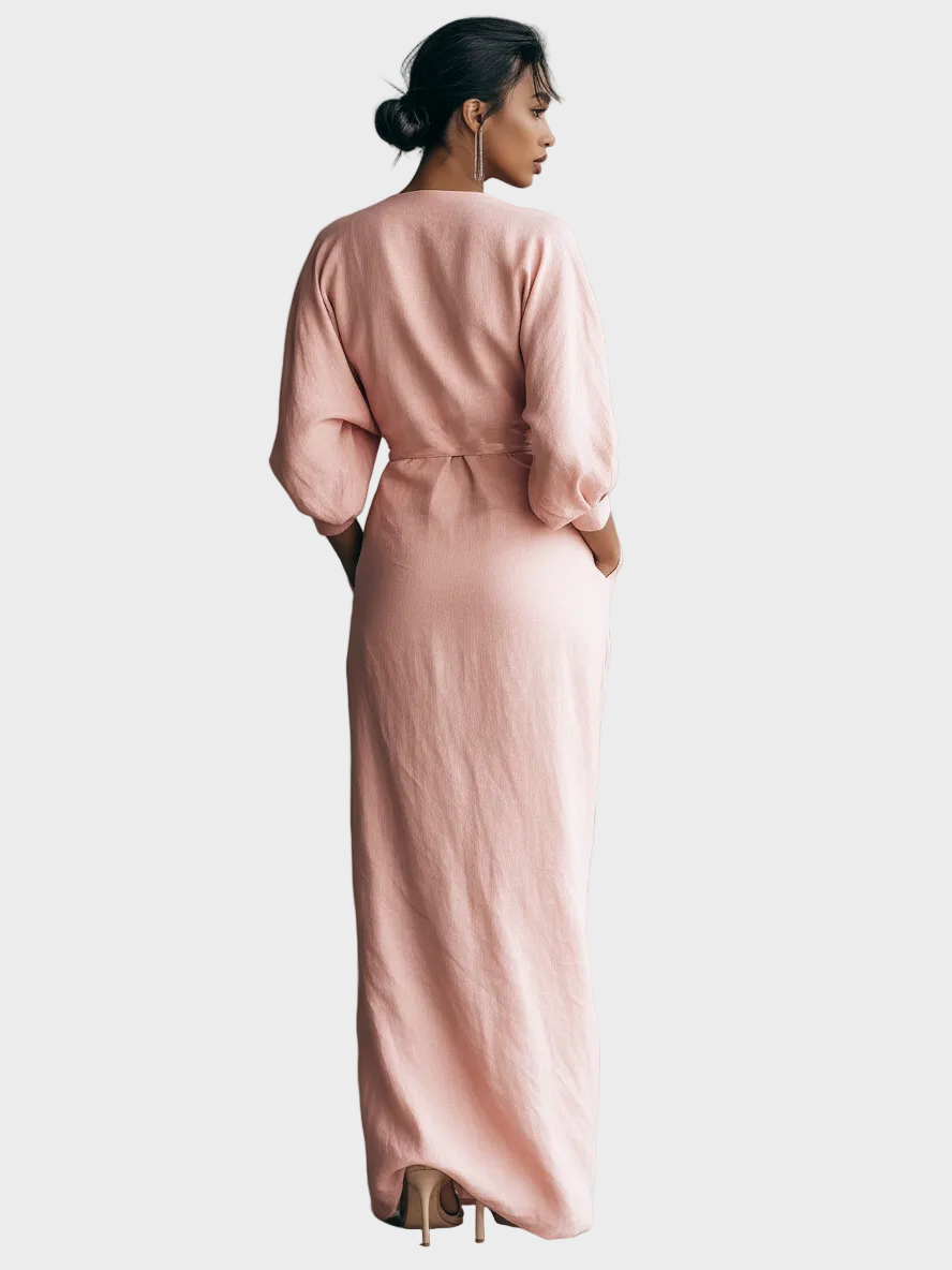 Livia | Leinen-Maxikleid mit V-Ausschnitt