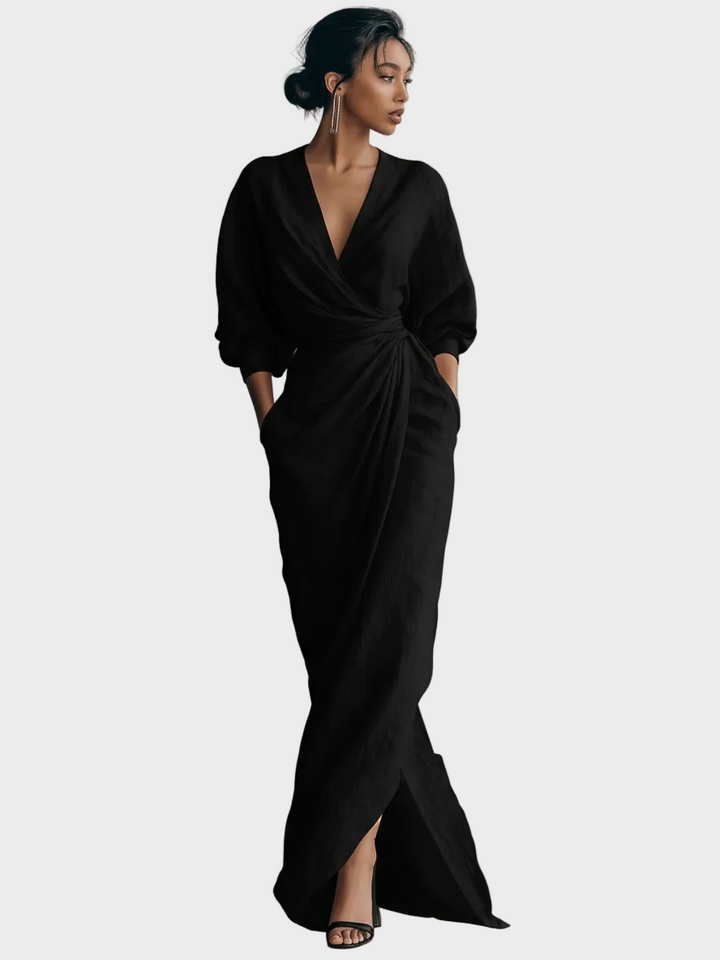 Livia | Leinen-Maxikleid mit V-Ausschnitt