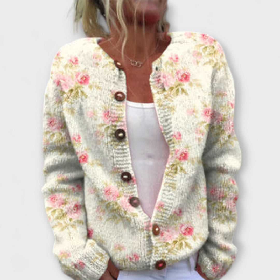 Elina – Bequemer Blumen-Print Cardigan