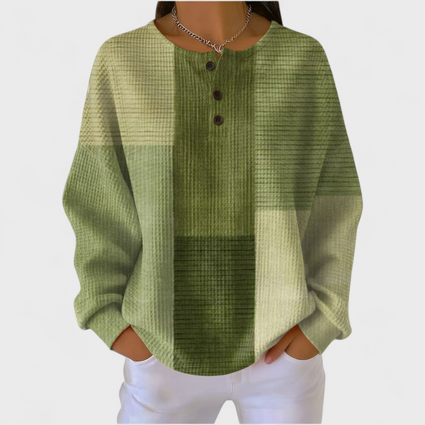 Nele - Pullover in Olivgrün mit Colorblocking