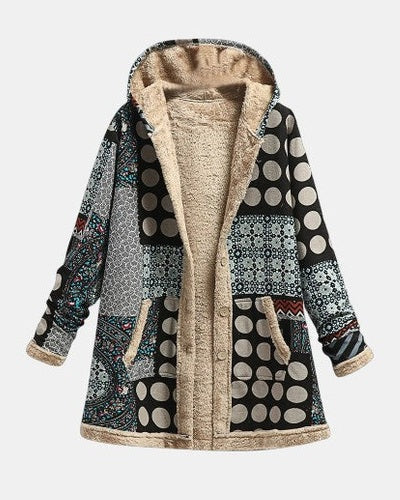 Nadine - Monochrome Retro-Fleecejacke mit Punktmuster