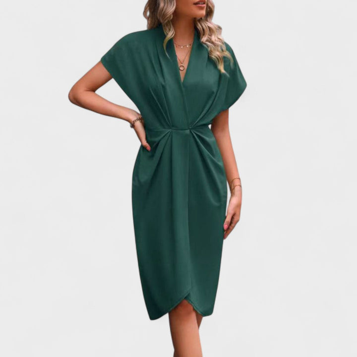 Tihana | Midikleid mit V-Ausschnitt und Taillenfalten