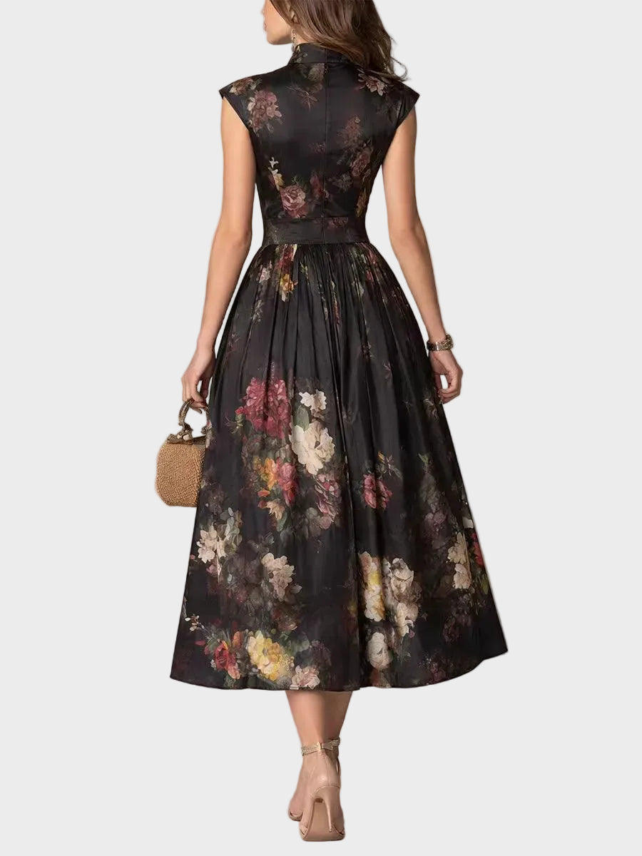 Elsa | Plissiertes Midikleid mit Blumenmuster
