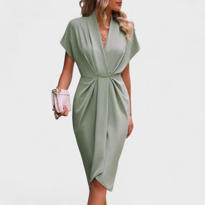 Tihana | Midikleid mit V-Ausschnitt und Taillenfalten