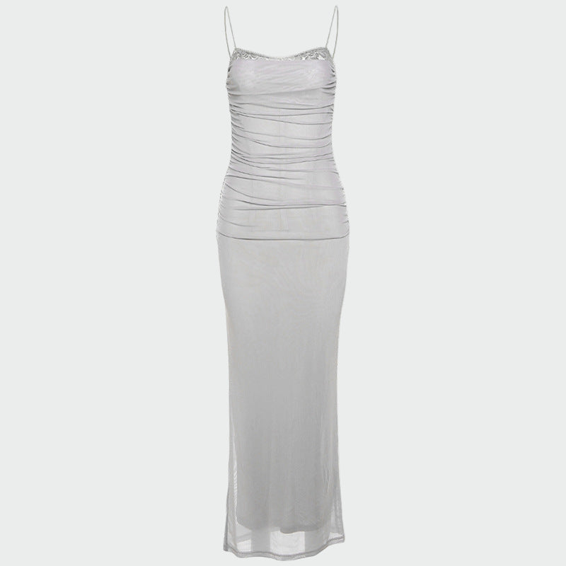 Petra | Drapiertes Tüllkleid mit Spitzendetails