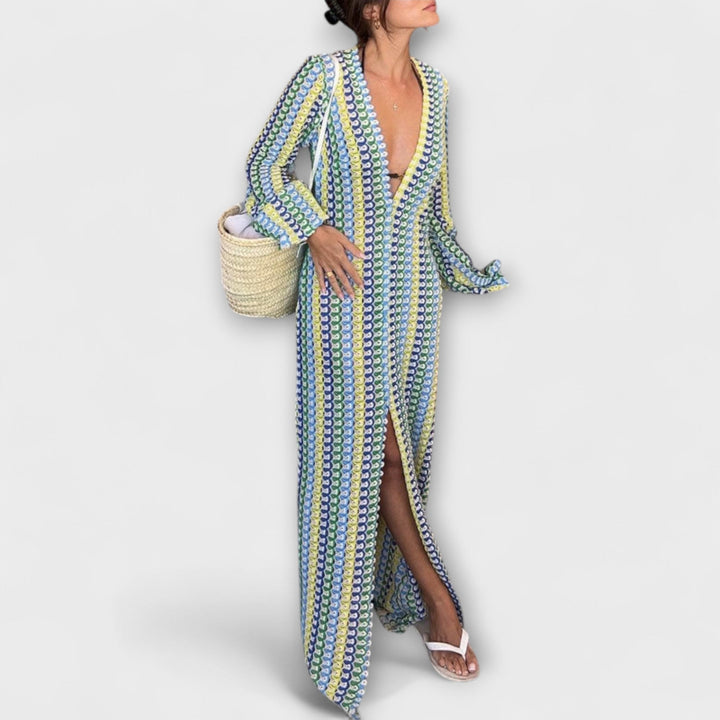 Elina – Maxikleid mit V-Ausschnitt und Urlaubsflair