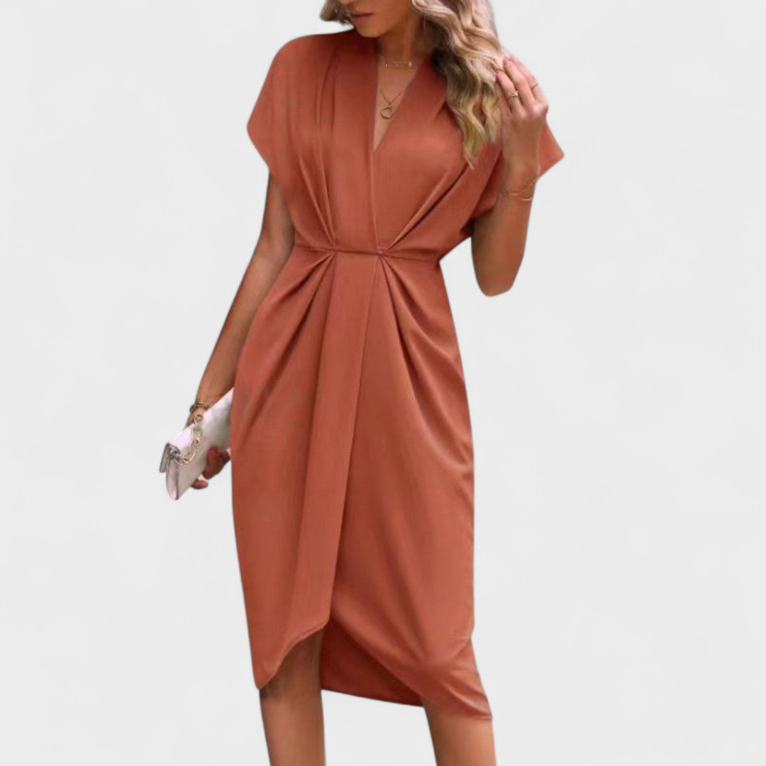 Tihana | Midikleid mit V-Ausschnitt und Taillenfalten