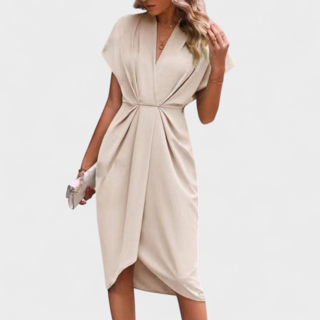 Tihana | Midikleid mit V-Ausschnitt und Taillenfalten