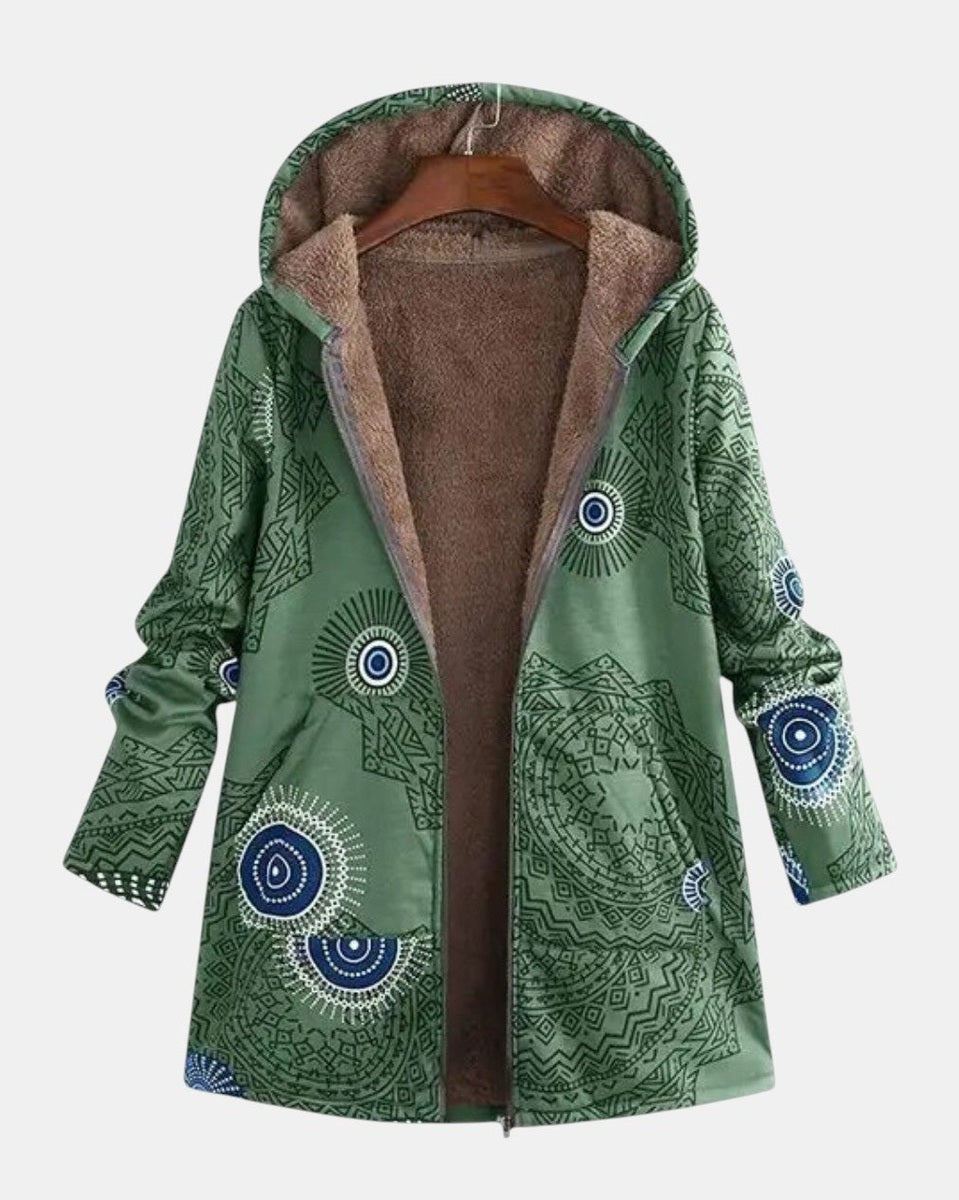 Sonja - Sherpa-Jacke mit Tribal-Muster