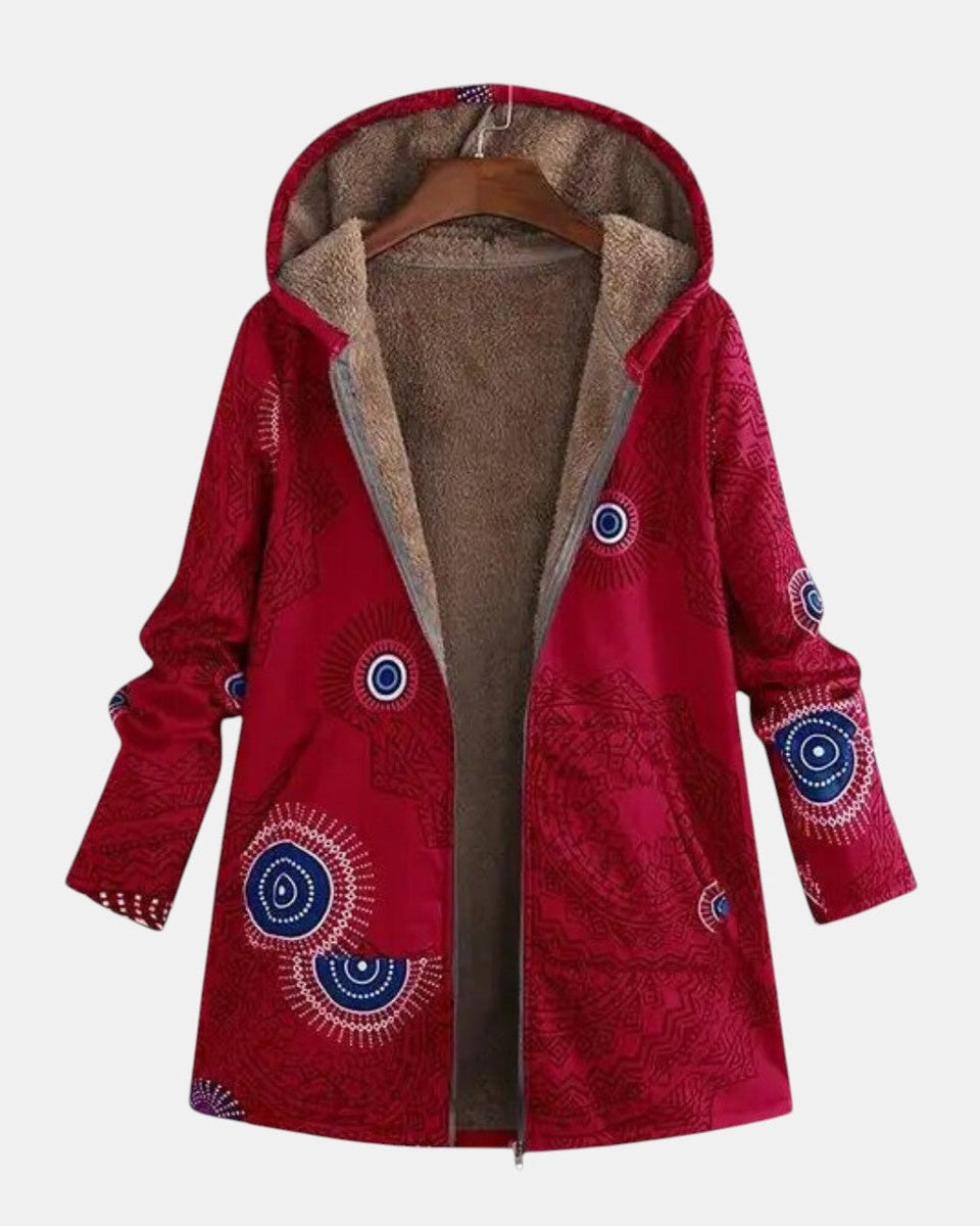 Sonja - Sherpa-Jacke mit Tribal-Muster
