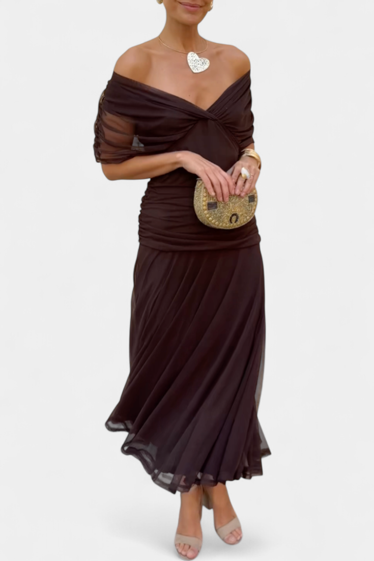 Magda | Langes Blumenkleid mit V-Ausschnitt und Plisseetaille