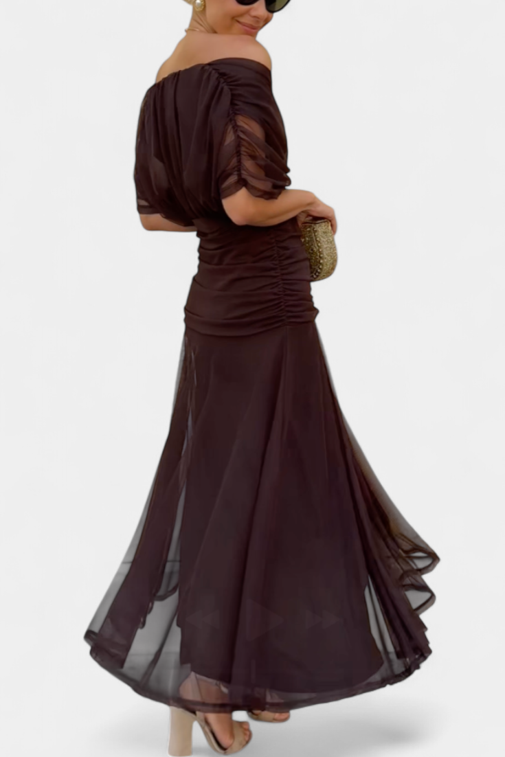 Magda | Langes Blumenkleid mit V-Ausschnitt und Plisseetaille