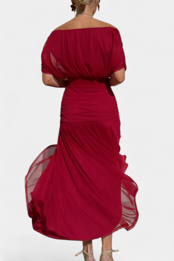 Magda | Langes Blumenkleid mit V-Ausschnitt und Plisseetaille