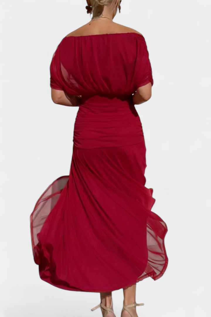 Magda | Langes Blumenkleid mit V-Ausschnitt und Plisseetaille