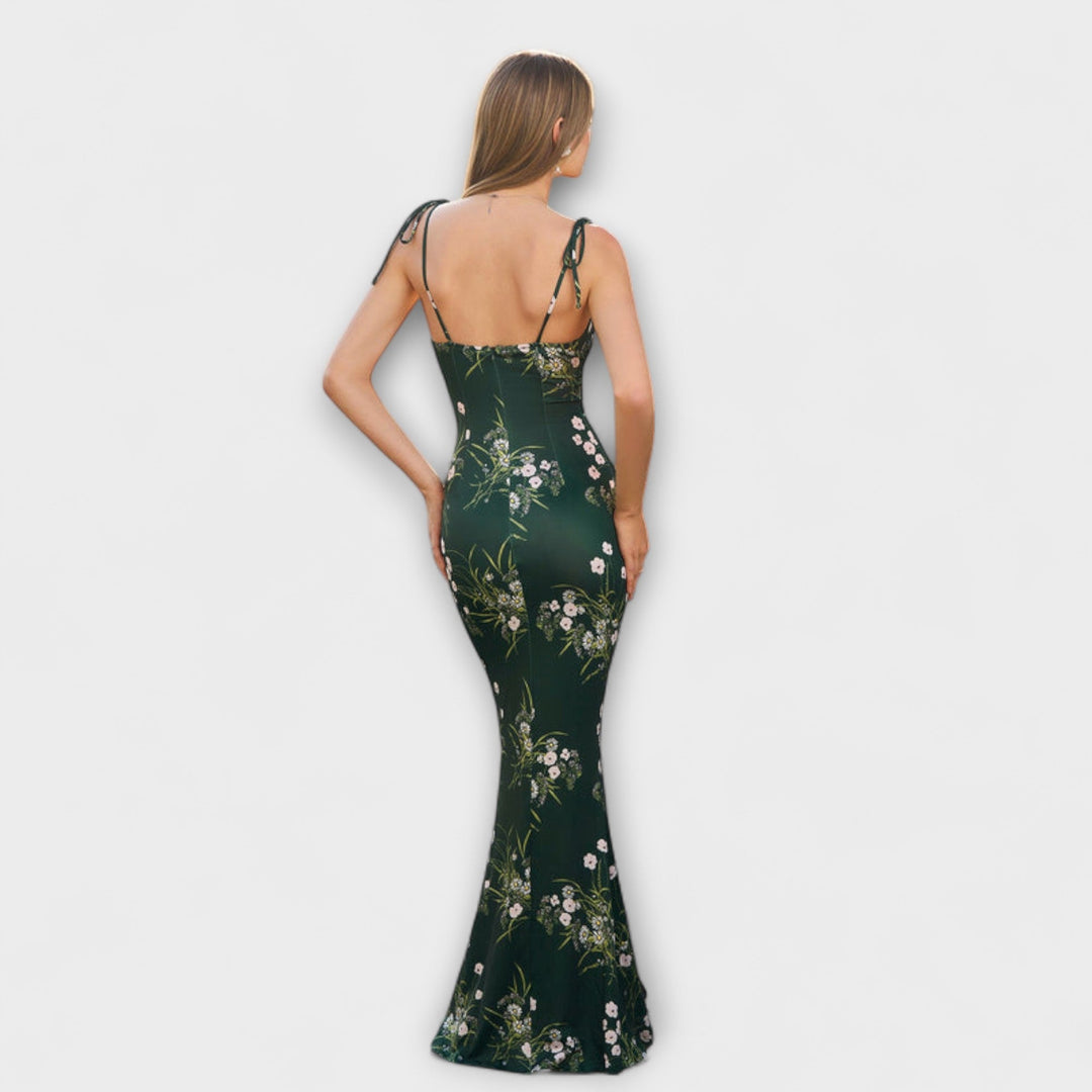 Thalia - Floral Print Prom Dress mit gebundenen Schulterträgern