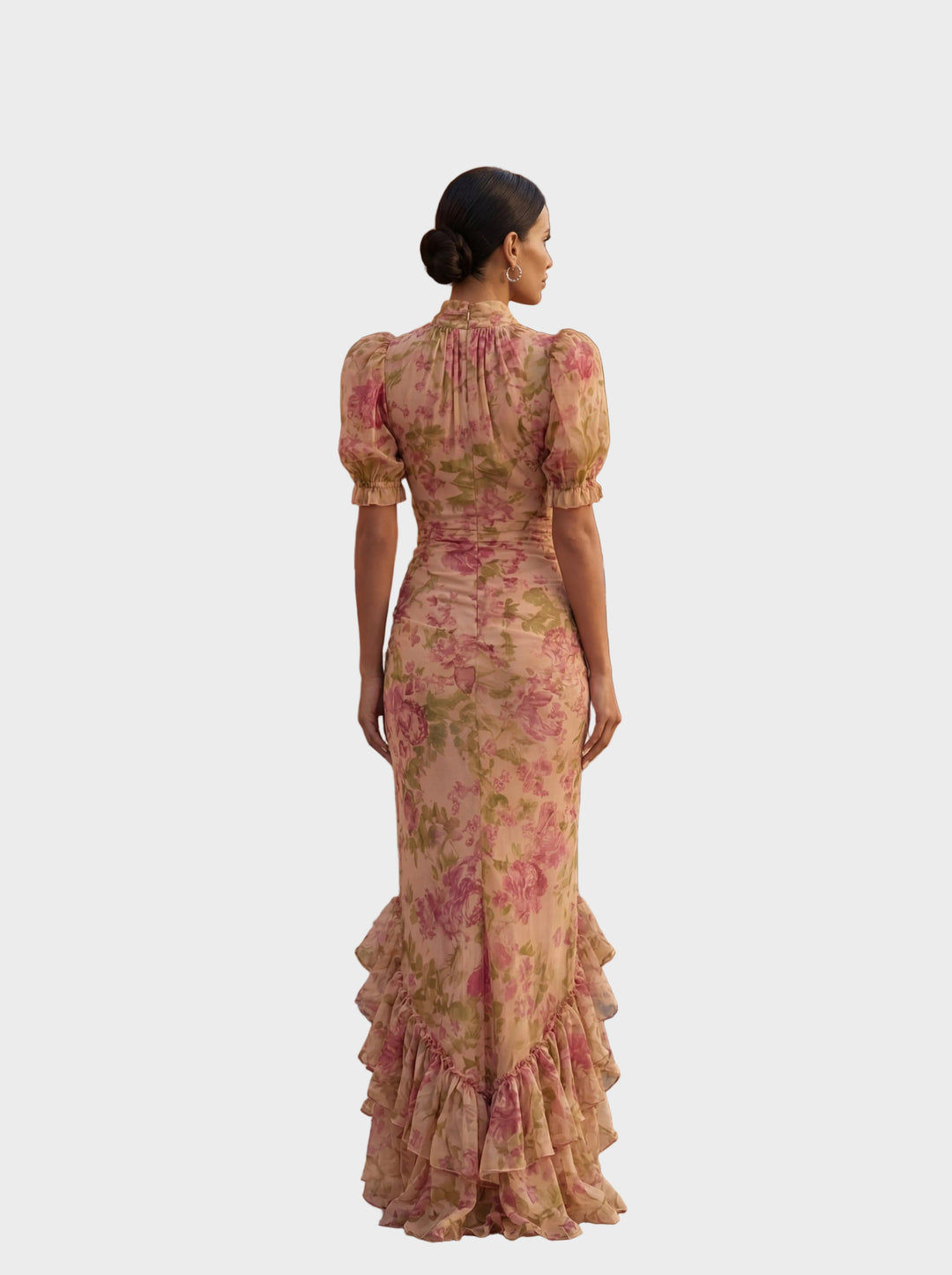 Rosario | Chiffonkleid mit Aquarell-Blumendruck