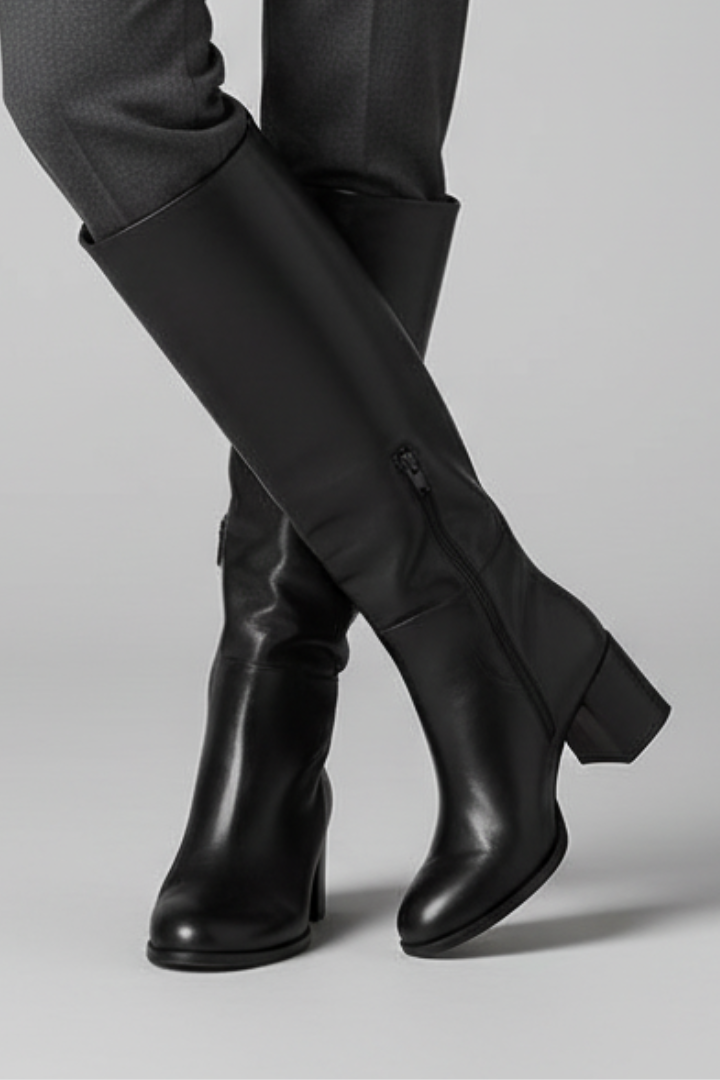 Penelope | Overknee-Stiefel mit spitzer Zehenform und Blockabsatz