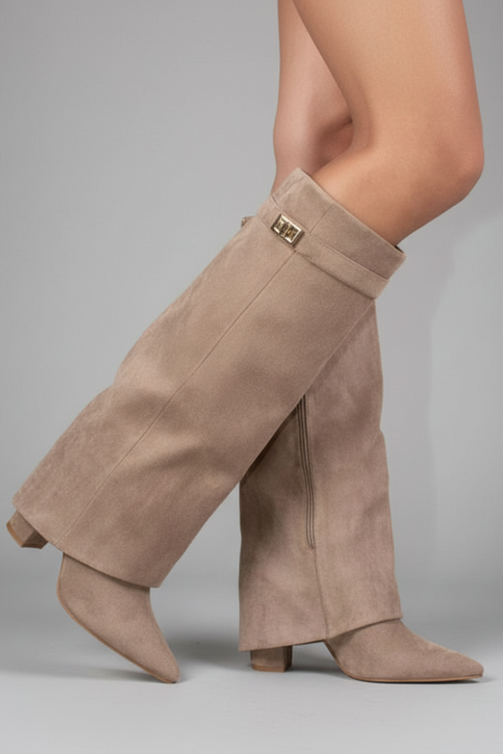 Penelope | Overknee-Stiefel mit spitzer Zehenform und Blockabsatz