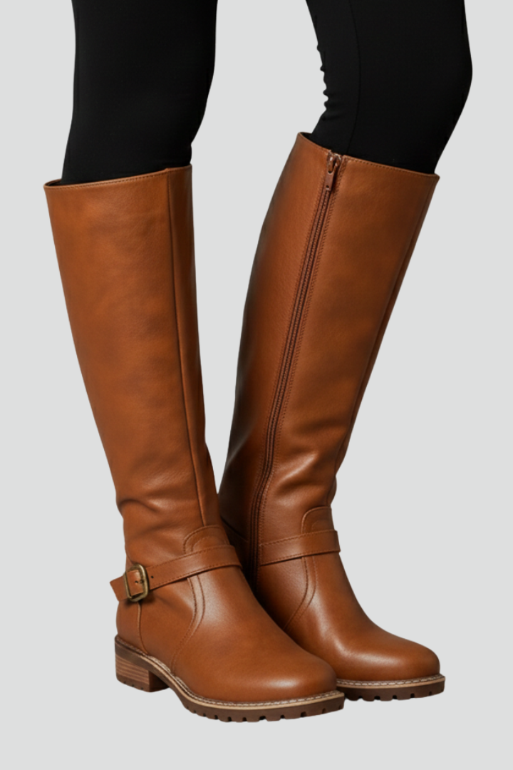 Katrin | Knieboots mit schlichtem Obermaterial und Schnallendetail